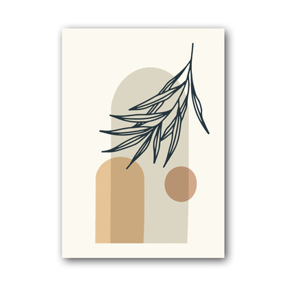 Blue Leaf Neutral Blocks Botanical Poster