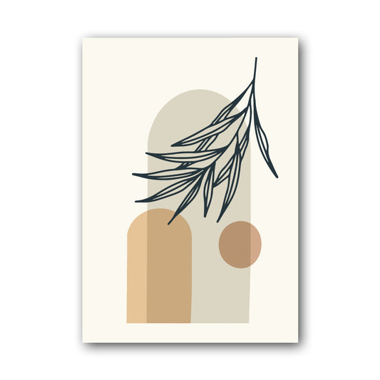 Blue Leaf Neutral Blocks Botanical Poster