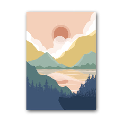 Pastel Mountain Valley Abstract Poster