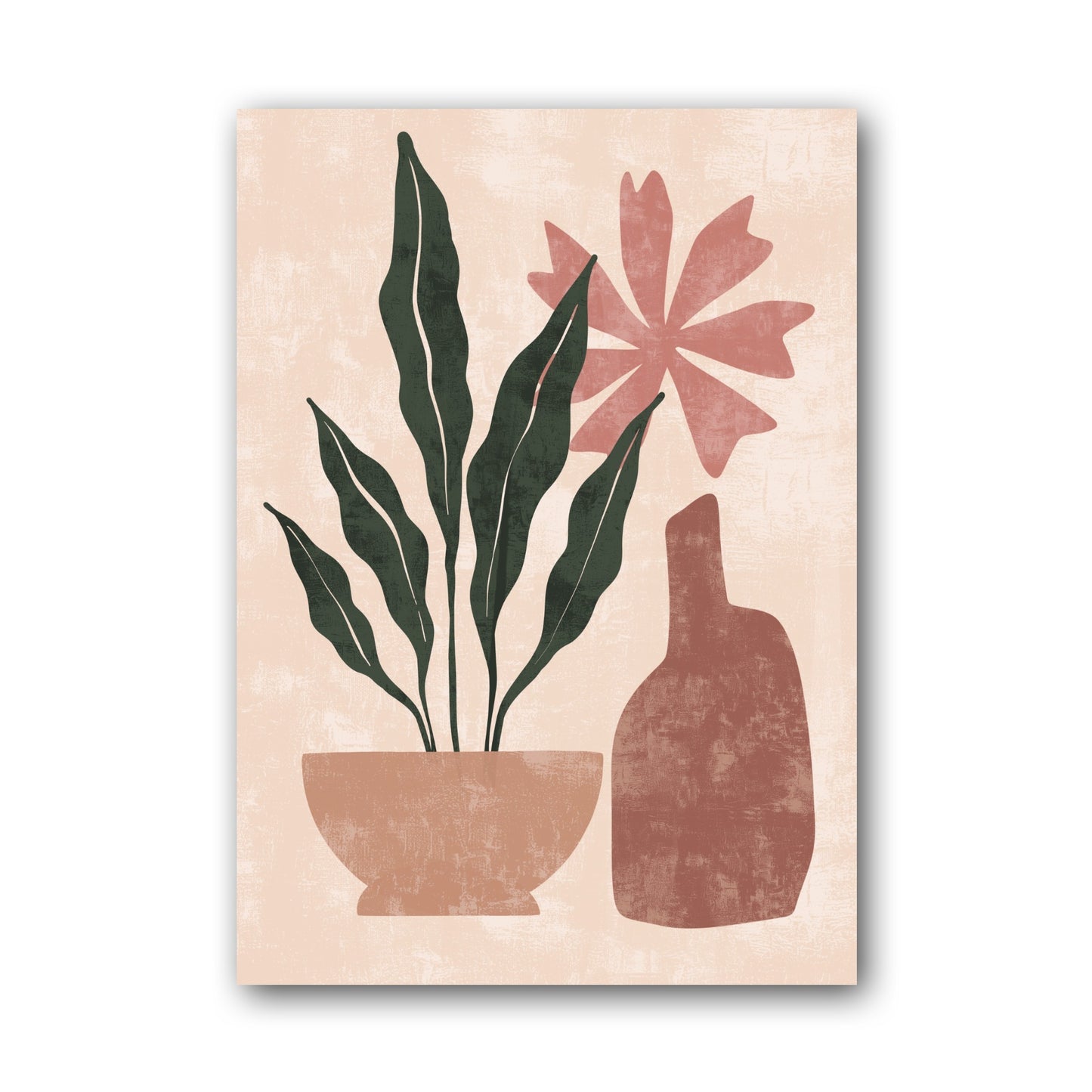 Green Coral Potted Leaves Abstract Poster