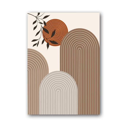 Brown Botanical Layered Arches Poster
