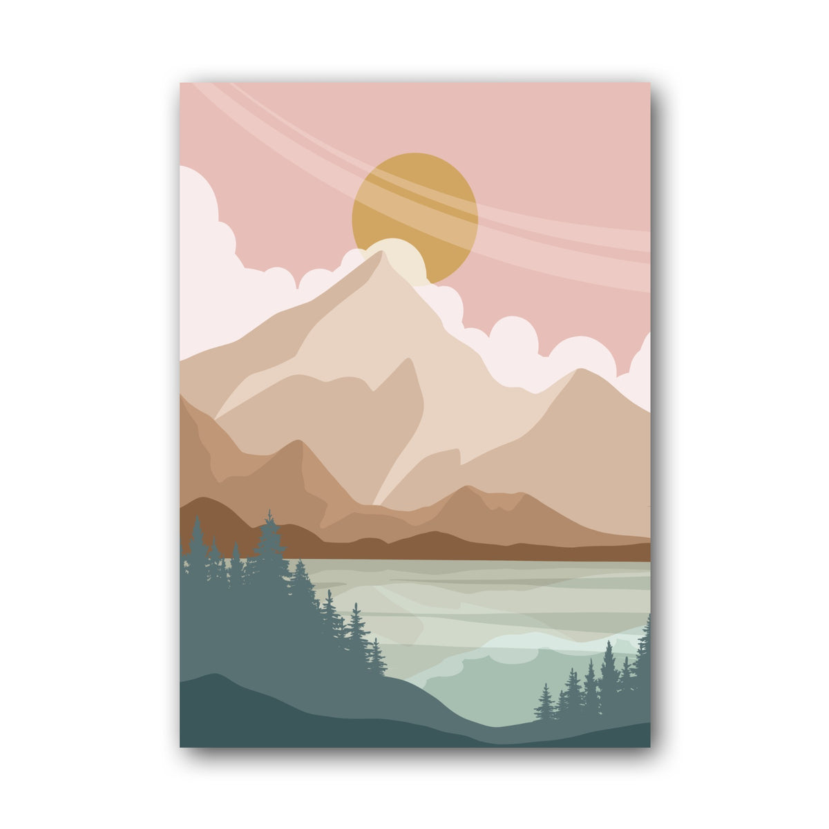 Blush Mountain Lake Abstract Poster
