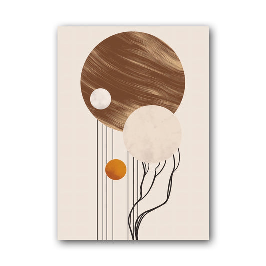 Brown Orb and Stem Abstract Poster