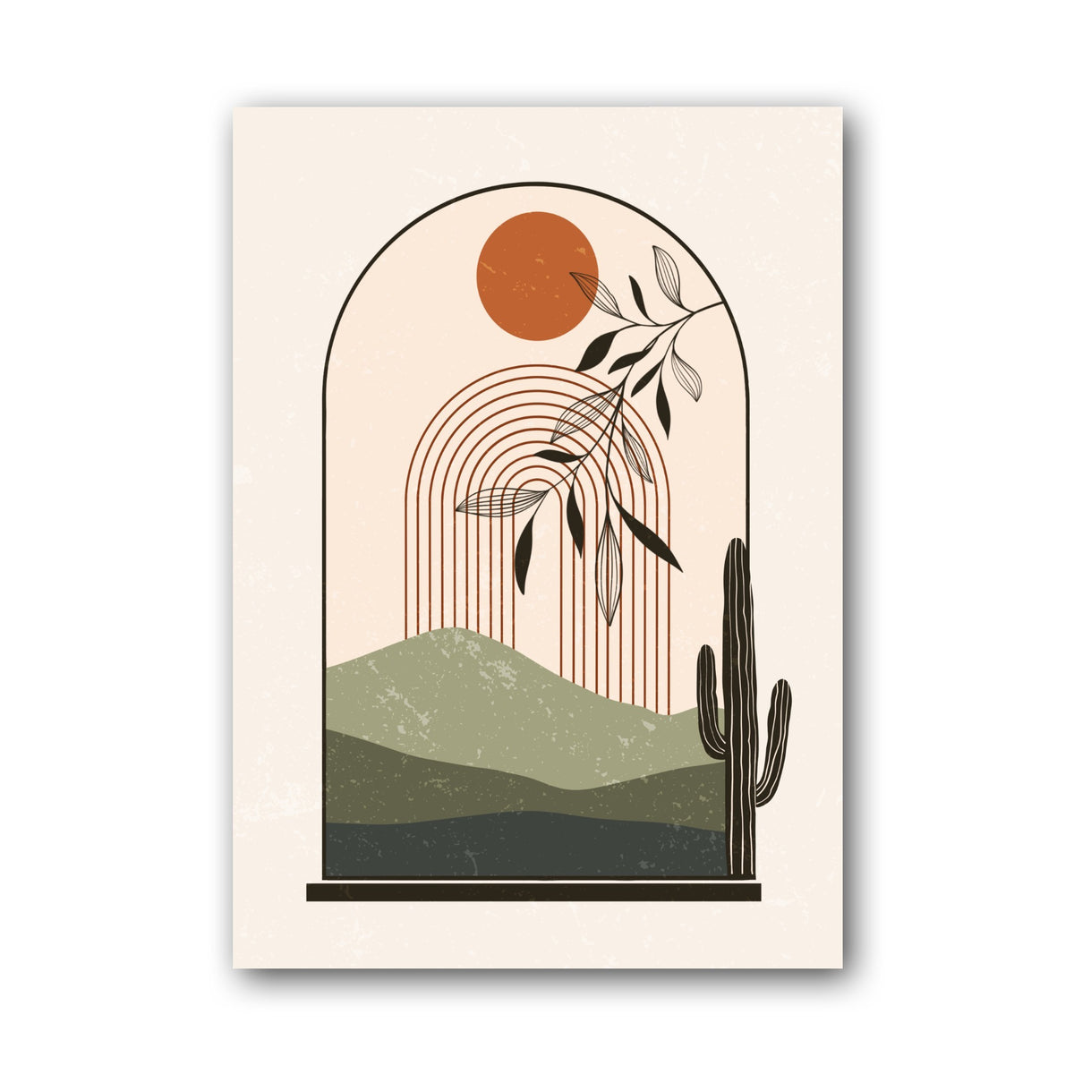 Cream Arch Botanical Cactus Poster