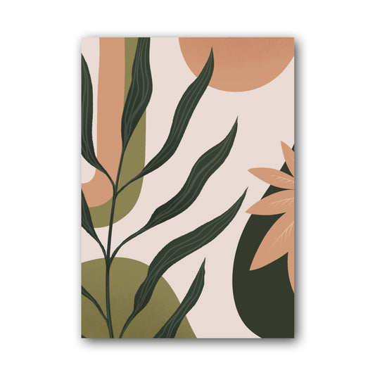 Forest Green Peach Botanical Layers Abstract Poster