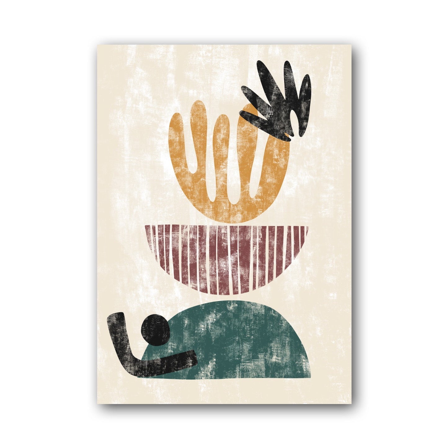Ochre Blue Graphic Organic Forms Poster