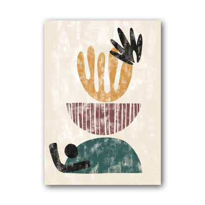 Ochre Blue Graphic Organic Forms Poster