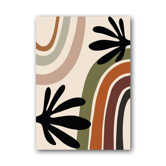 Black Green Rainbow Botanical Abstract Poster