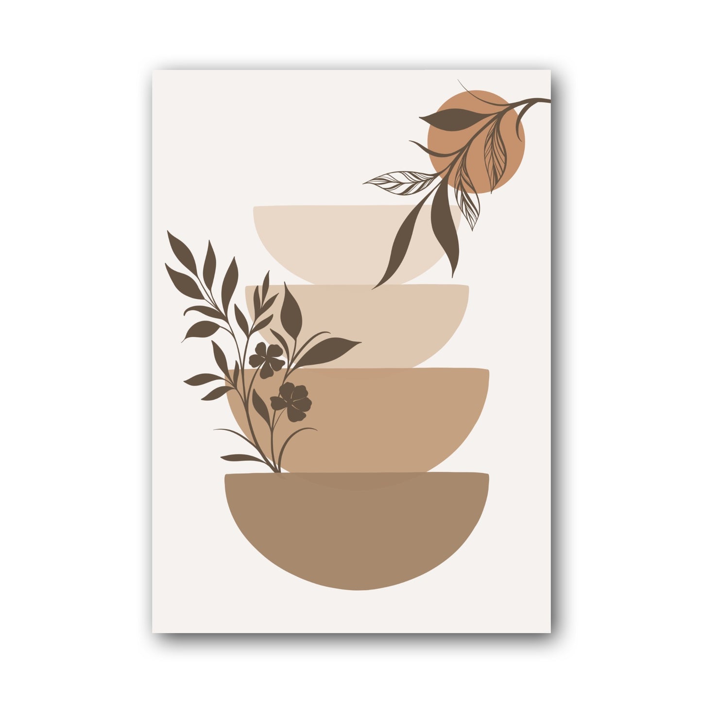 Olive Beige Botanical Bowl Abstract Poster