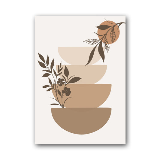Olive Beige Botanical Bowl Abstract Poster